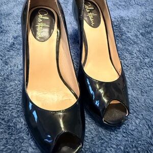 Cole Haan Black Patent Peep Toe Heels